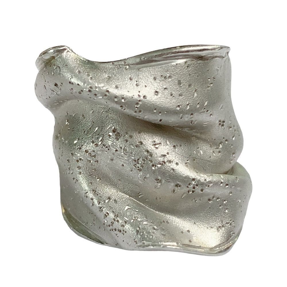 RCI ITALY 925 Sterling Silver Wide Statement Bold Modernist Wide Band Ring 9.75